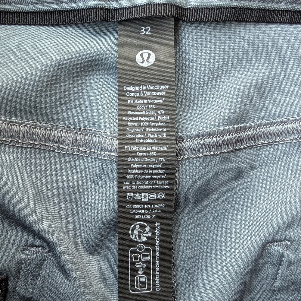Lululemon ABC Classic 5 Pocket Pant *Warpstreme Grey Size 32 28L - Picture 7 of 11